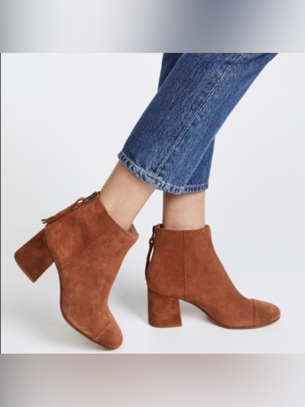 Madewell Jillian Cap Toe Ankle Boots Booties in Camel Brown
